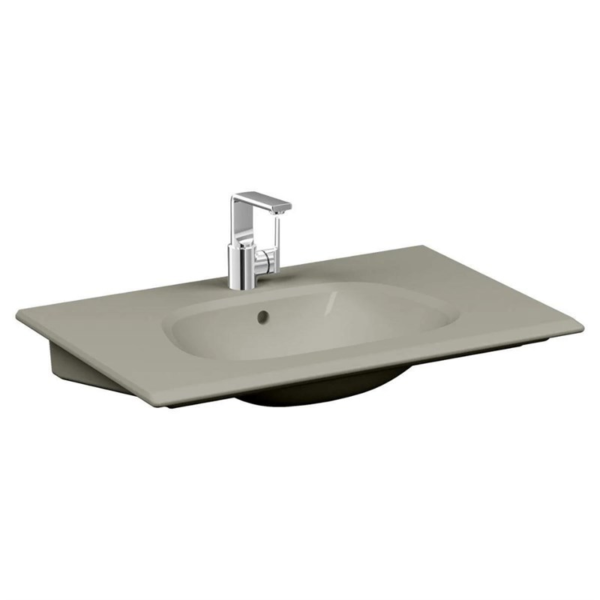 VitrA Frame Parlak Mat Bej 80 cm Etajerli Lavabo