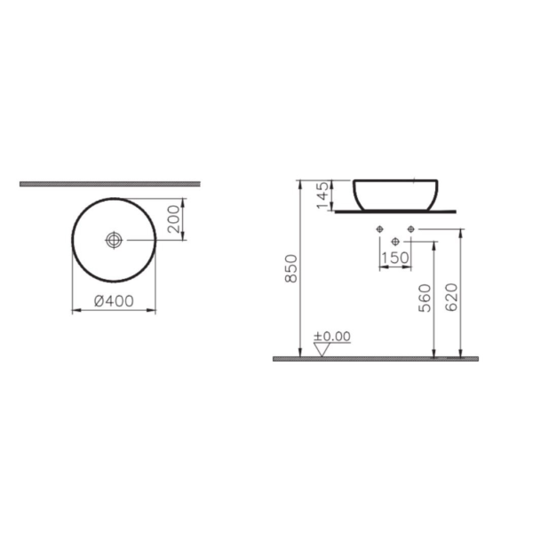 VitrA Outline 40 cm Mat Beyaz Yuvarlak Lavabo