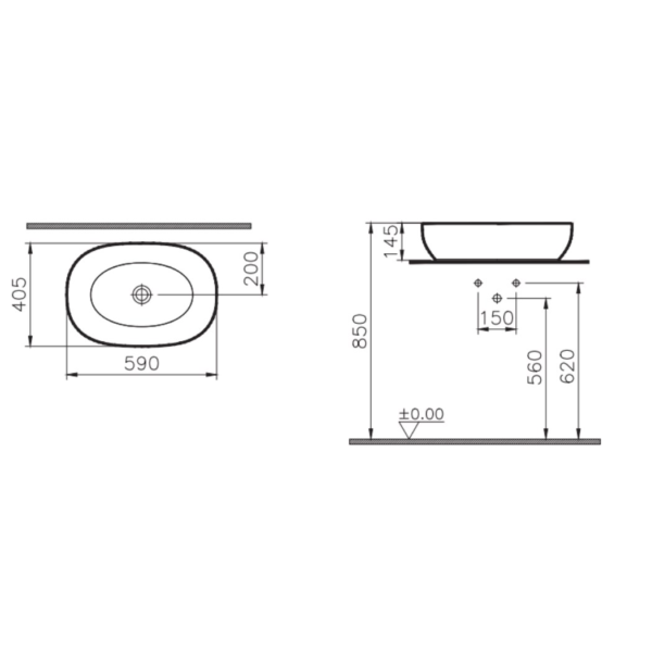 VitrA Outline 59 cm Mat Bej Oval Lavabo