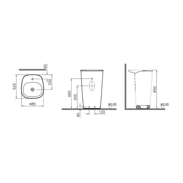 VitrA Plural 50 cm Beyaz Monoblok Lavabo