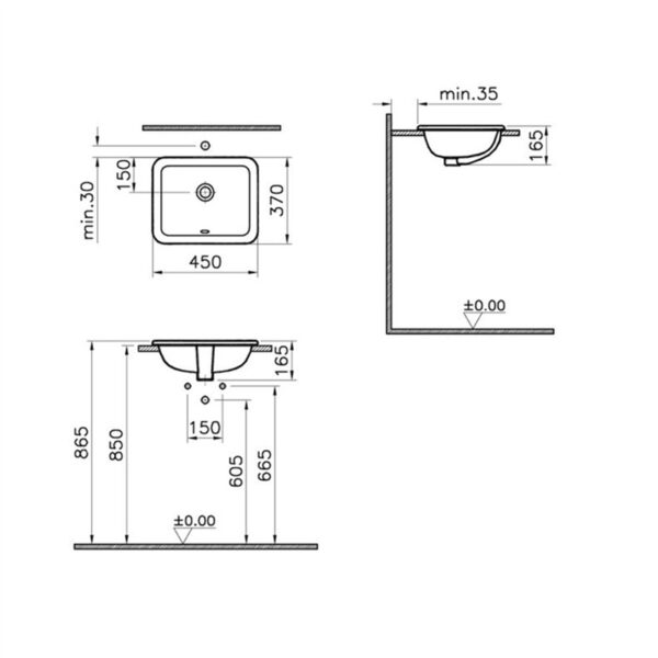 VitrA S20 Tezgah Üstü Lavabo, 45 cm