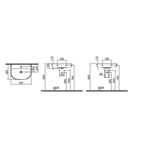 VitrA Zentrum Standart Lavabo 45 cm