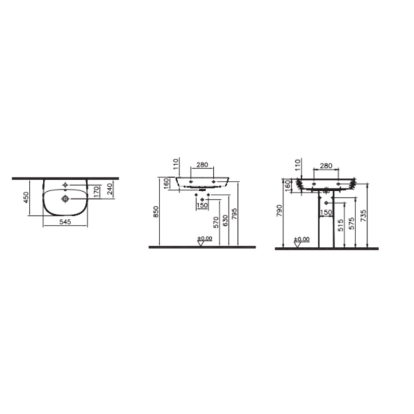 VitrA Zentrum Standart Lavabo 55 cm