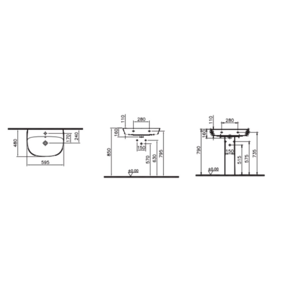 VitrA Zentrum Standart Lavabo 60 cm