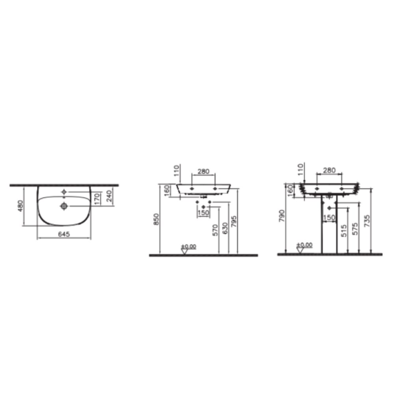 VitrA Zentrum Standart Lavabo 65 cm